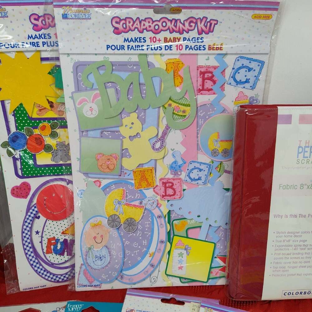 2X COLORBOK 8"X8" MEMORY BOOK Front Photo Window & Red 8x8 Plus tons of extras!! - Picture 4 of 14